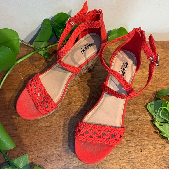 Mossimo Supply Red Woven Faux Cork Wedge Sandal - Picture 2 of 5